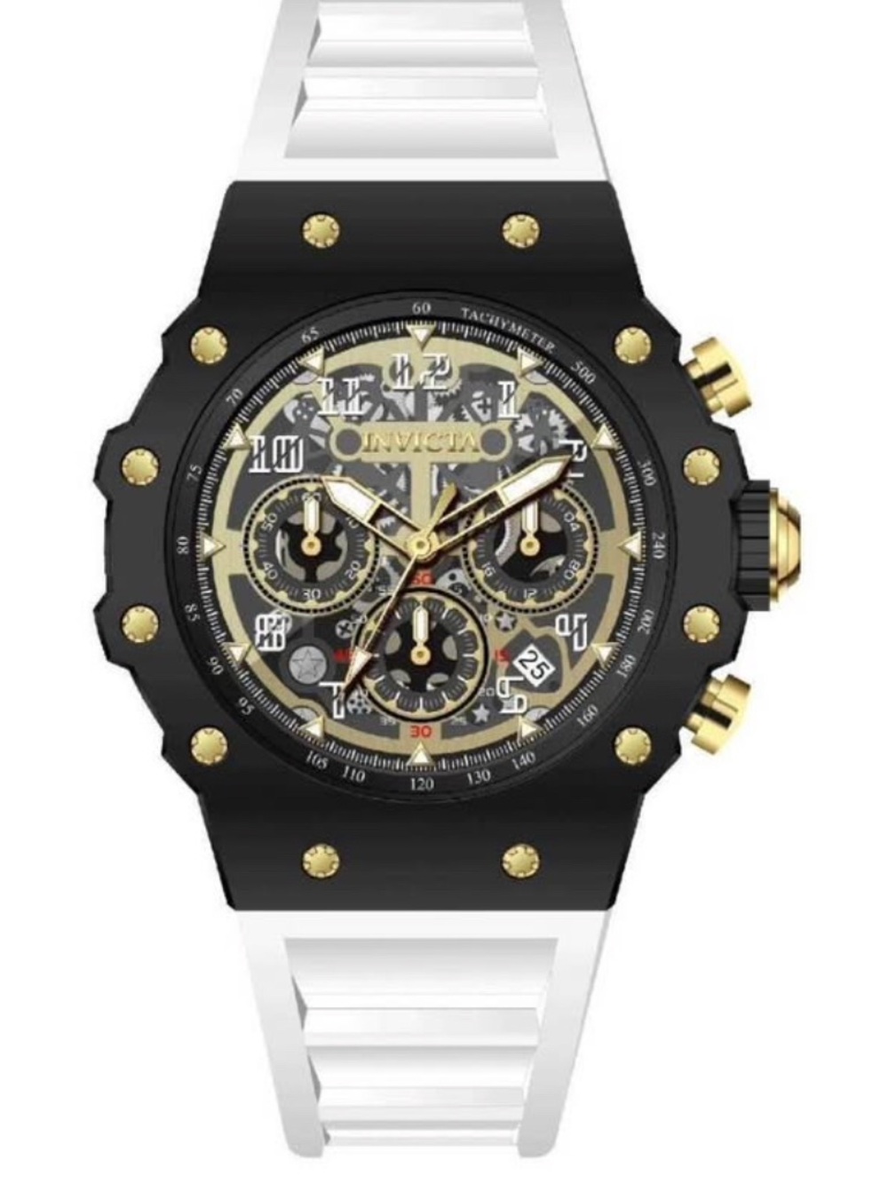 Invicta Black, White & Gold Chronograph Sport Watch
